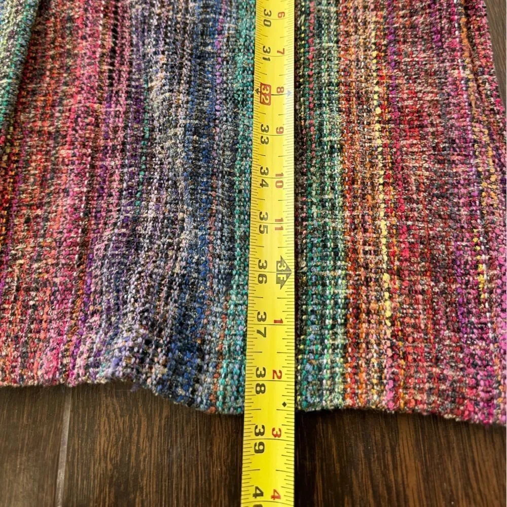 ELIZABETH JENKINS large 3 button Hand woven textiles OSFM sleeveless cardigan